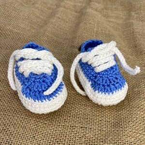 JACKYCO BABY COLLECTION CROCHET,   BLUE SHOES Newborn